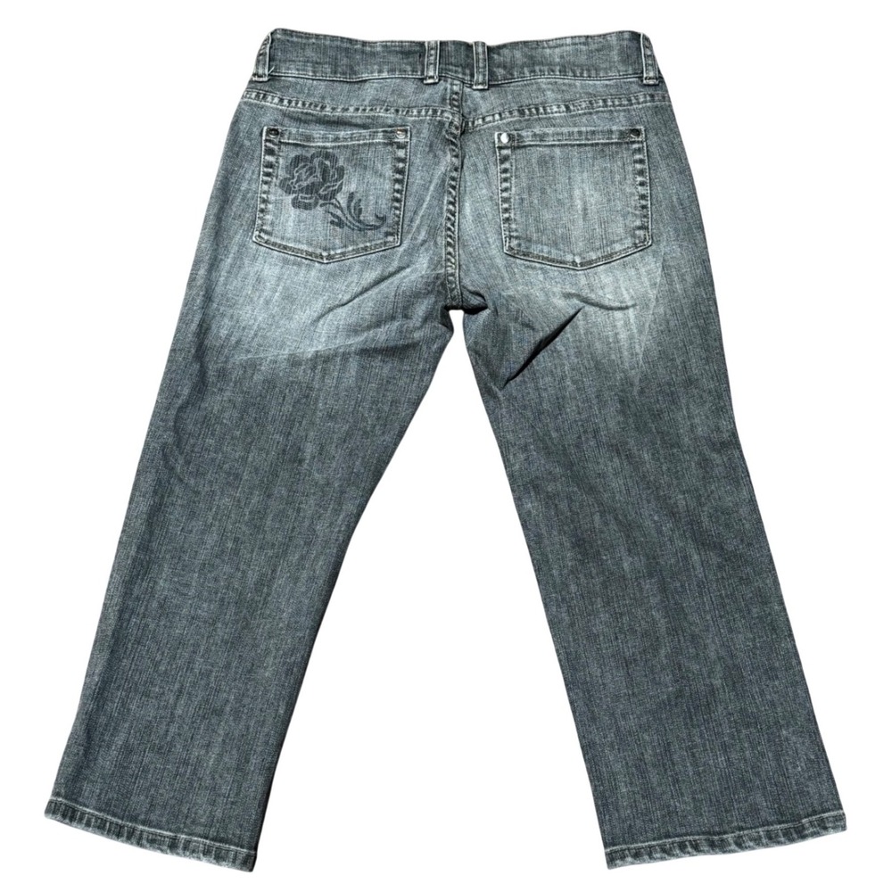 Y2K Noir Gray‎ Floral Jeans / Denim Capri — Women's Size 4 - Picture 3 of 6